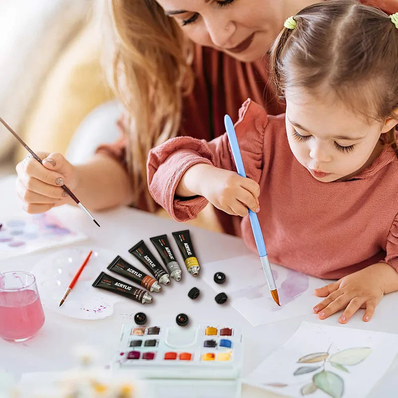 Professional Acrylic Paint Set 12/24 Colors 12ml/Tube Fabric Paint Waterproof Pigment Painting Set With Brush&Palette