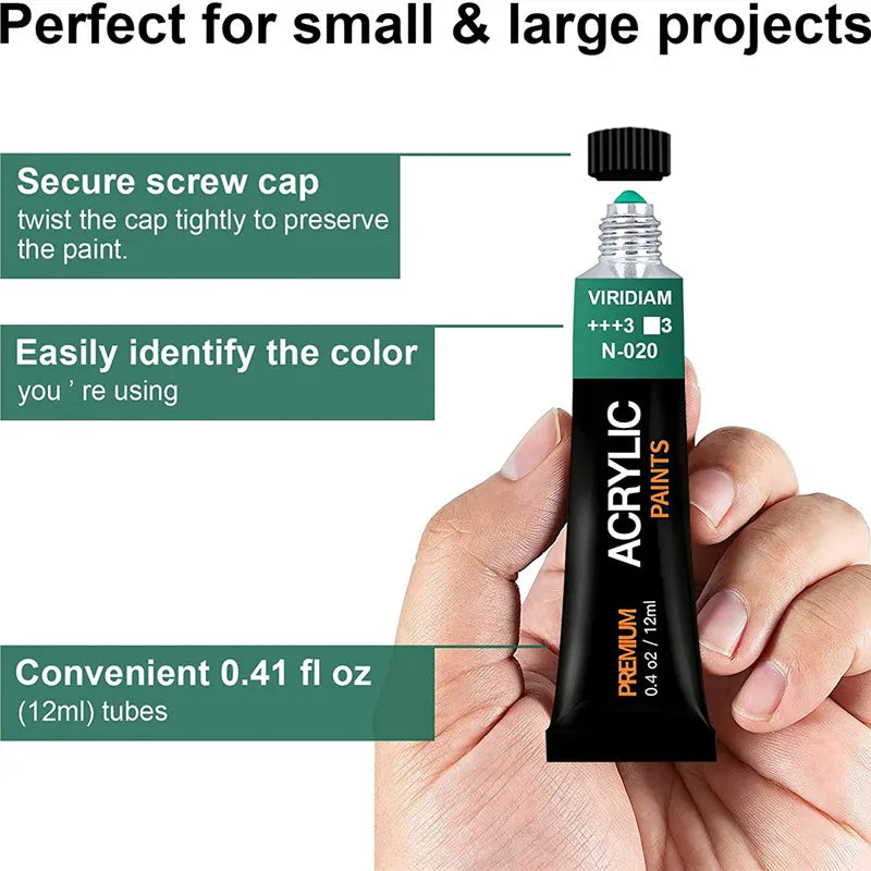 Professional Acrylic Paint Set 12/24 Colors 12ml/Tube Fabric Paint Waterproof Pigment Painting Set With Brush&Palette