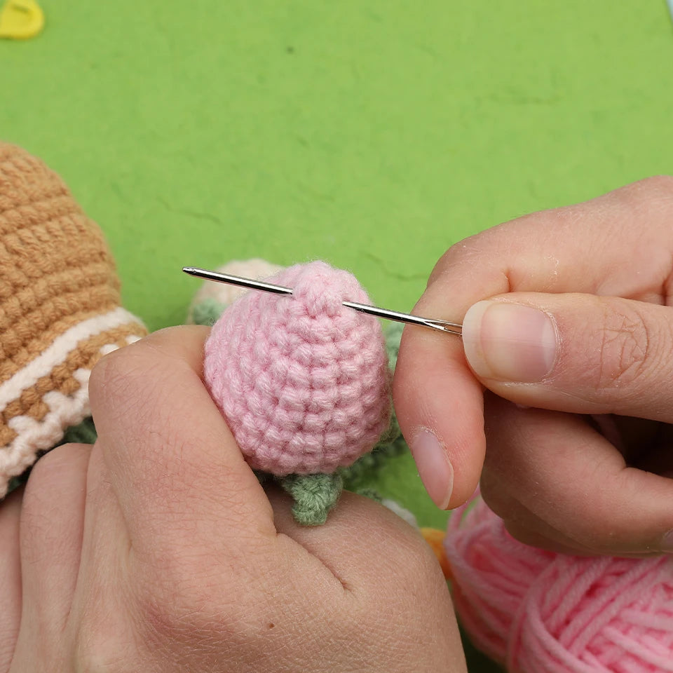 KRABALL Crochet Flower Kit for Beginners With Instruction Knitting Yarn Thread Hook Needles Easy Knit Accessories Set DIY Craft