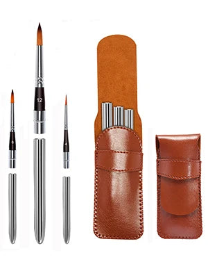 Travel Watercolor Brushes, Round Extra Long Synthetic Sable Pocket Paint Brushes with Protective Case Handle