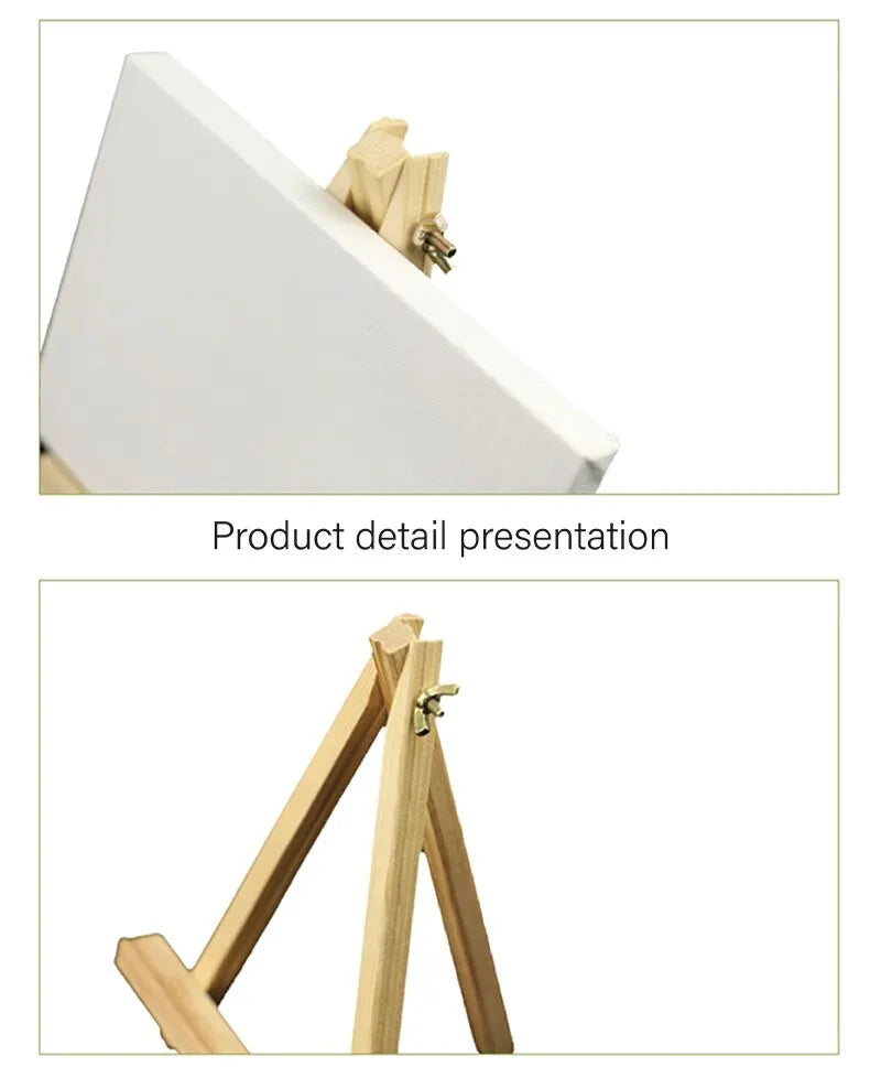 2 Sets Mini Canvas Panel Wooden Easel Sketch Pad Settings For Painting Crafts Drawing Decoration Gift Art Supplies