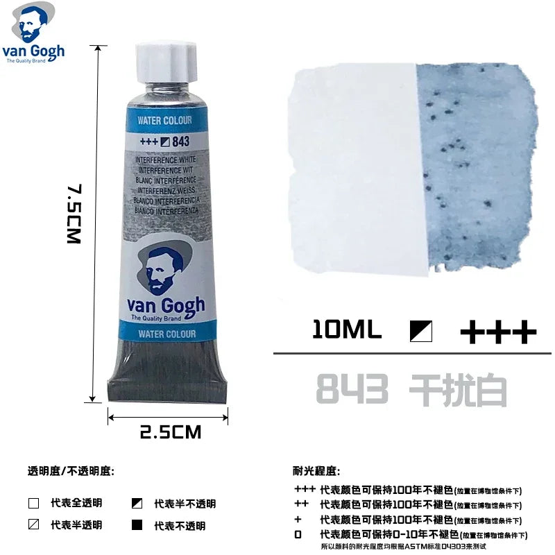 Talens Van Gogh Watercolor Paint,10ml Tube Artist Level Brilliant Transparent Intense Colors highest degree of lightfastness +++