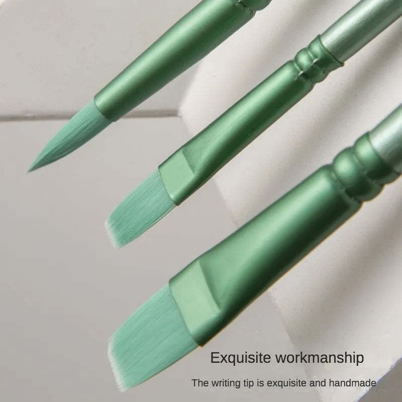 4/6 pcs Watercolor Brush Pointed Round Flat Head Soft Hair Beginner's Art Student Hand Drawn Watercolor Nylon Painting Material