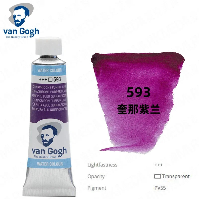 Talens Van Gogh Watercolor Paint,10ml Tube Artist Level Brilliant Transparent Intense Colors highest degree of lightfastness +++