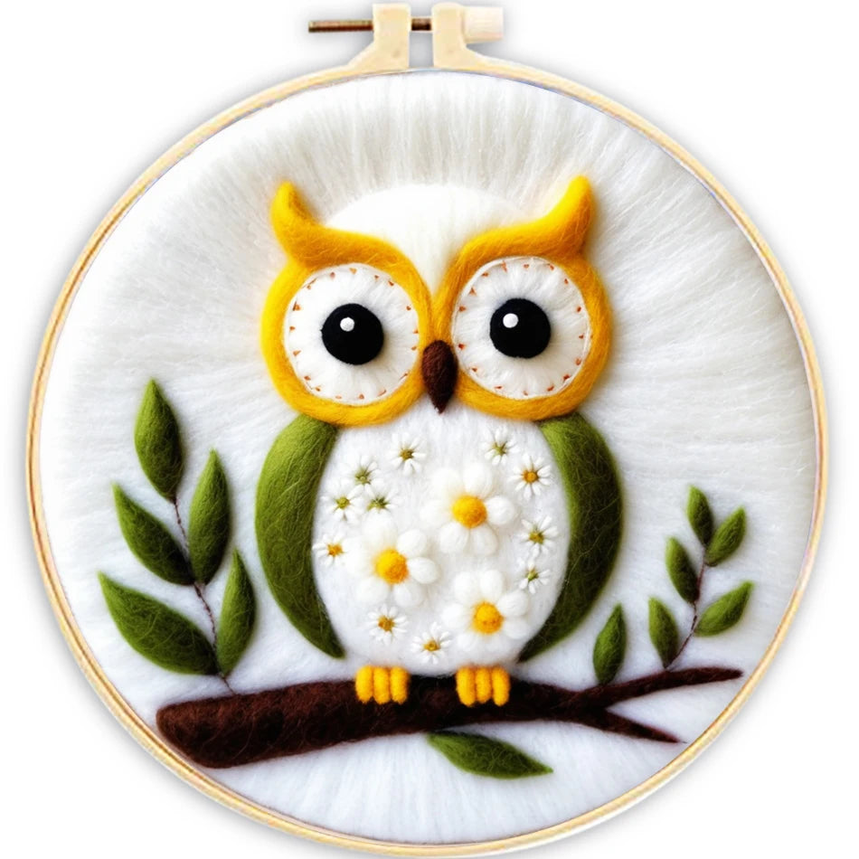 1 Pack Flowers Cat Pattern Diy Needle Felting Kit With Embroidery Hoop Complete Wool Craft Set With Tools Wool Craft Set Artwork