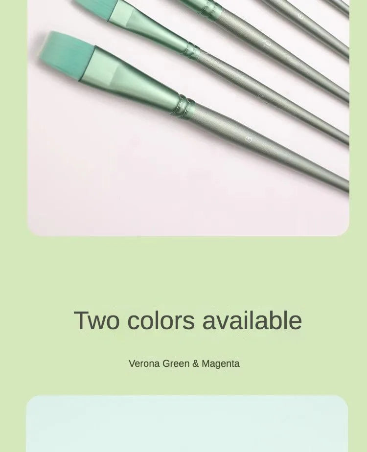 4/6 pcs Watercolor Brush Pointed Round Flat Head Soft Hair Beginner's Art Student Hand Drawn Watercolor Nylon Painting Material
