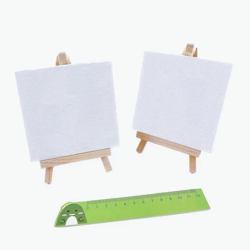2 Sets Mini Canvas Panel Wooden Easel Sketch Pad Settings For Painting Crafts Drawing Decoration Gift Art Supplies