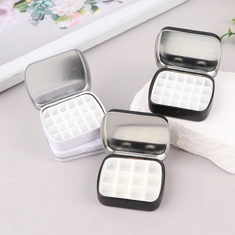 Portable Empty Watercolor Tin Box 12/24 Grids Mini Watercolor Paint Palette Travel Painting Paint Tray Art Supplies