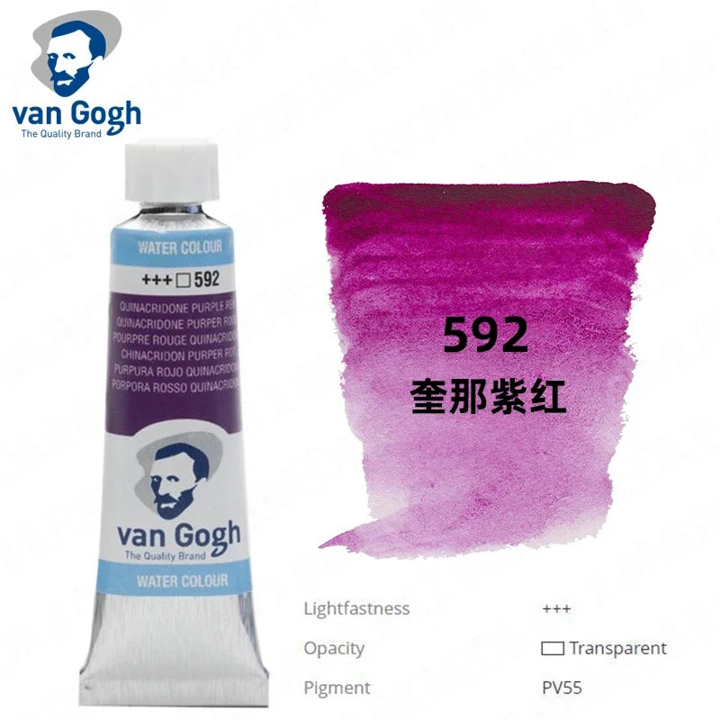 Talens Van Gogh Watercolor Paint,10ml Tube Artist Level Brilliant Transparent Intense Colors highest degree of lightfastness +++