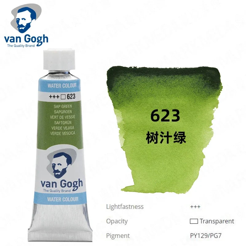 Talens Van Gogh Watercolor Paint,10ml Tube Artist Level Brilliant Transparent Intense Colors highest degree of lightfastness +++