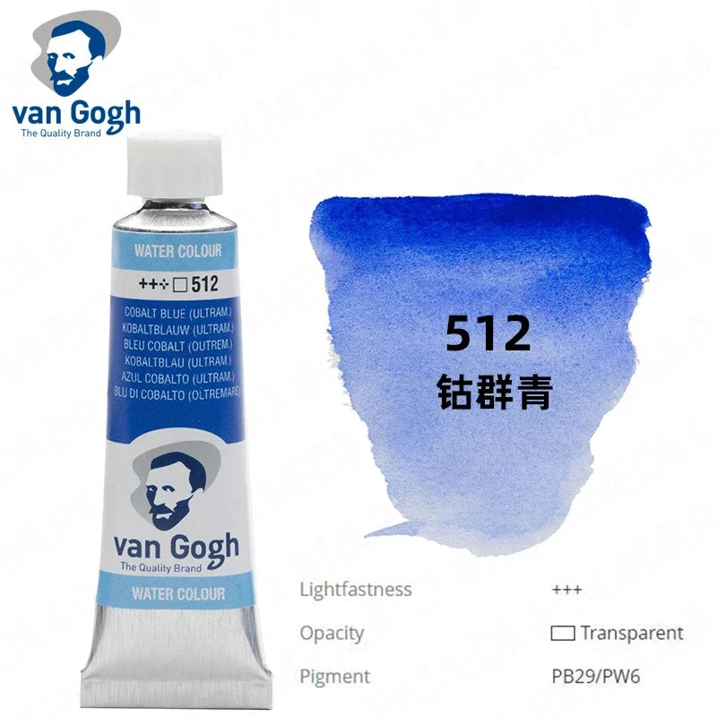 Talens Van Gogh Watercolor Paint,10ml Tube Artist Level Brilliant Transparent Intense Colors highest degree of lightfastness +++