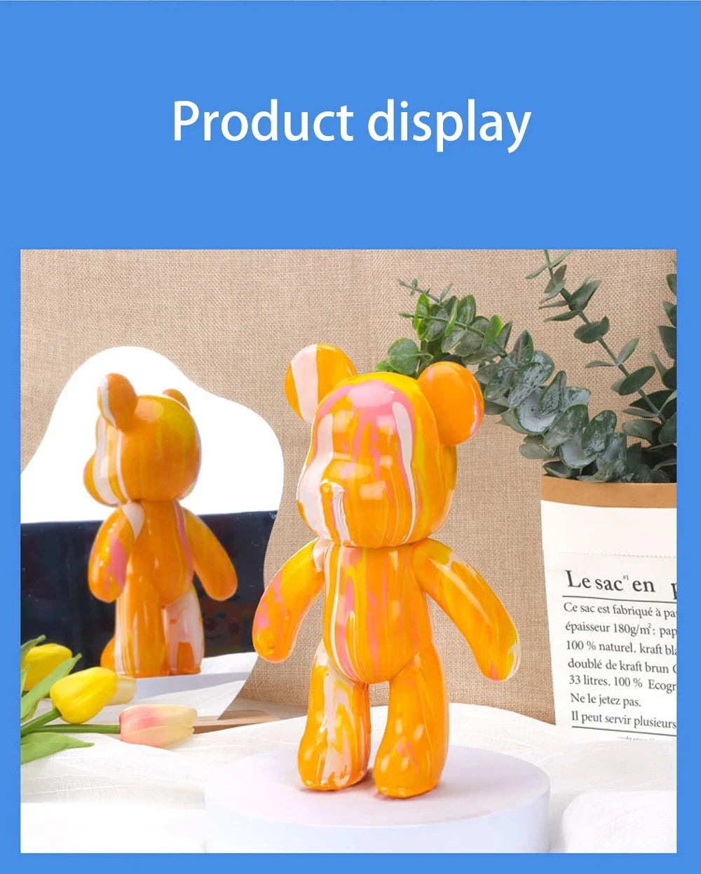 DIY Fluid Bear Sculpture Handmade Bearbrick Doll Ornaments Violent Bear Graffiti Painting Parent-child Toy Gift Home Decoration