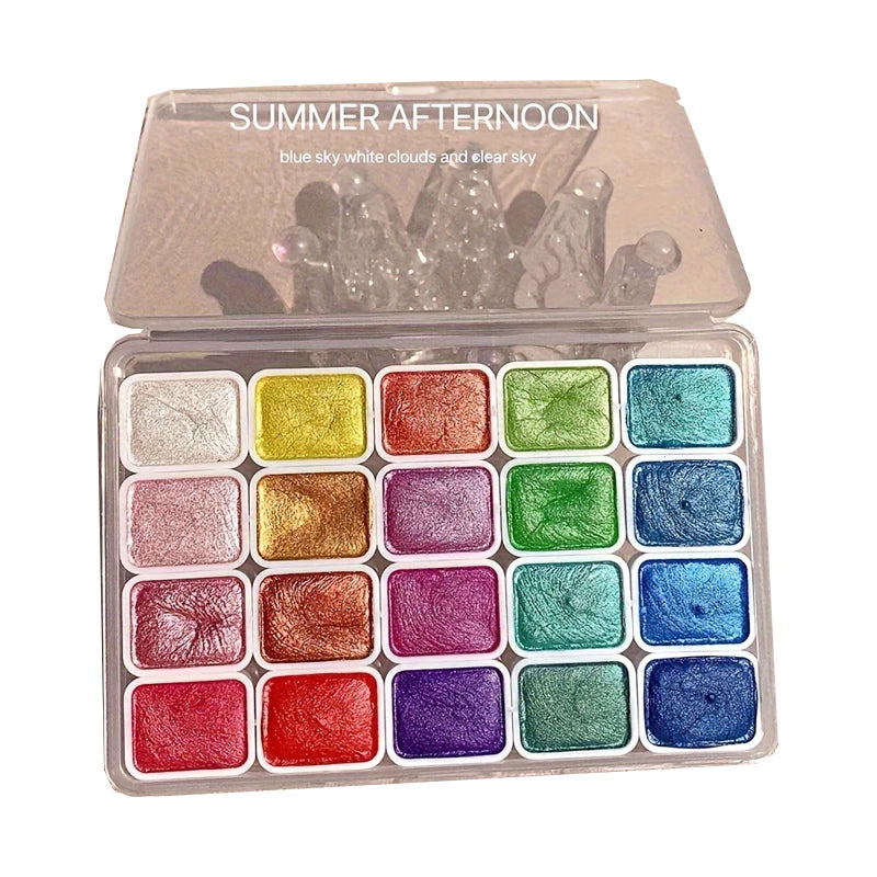 20 colors/box Pearlescent pure color watercolor paint set for sketching painting writing nail wrapping art creation art supplies