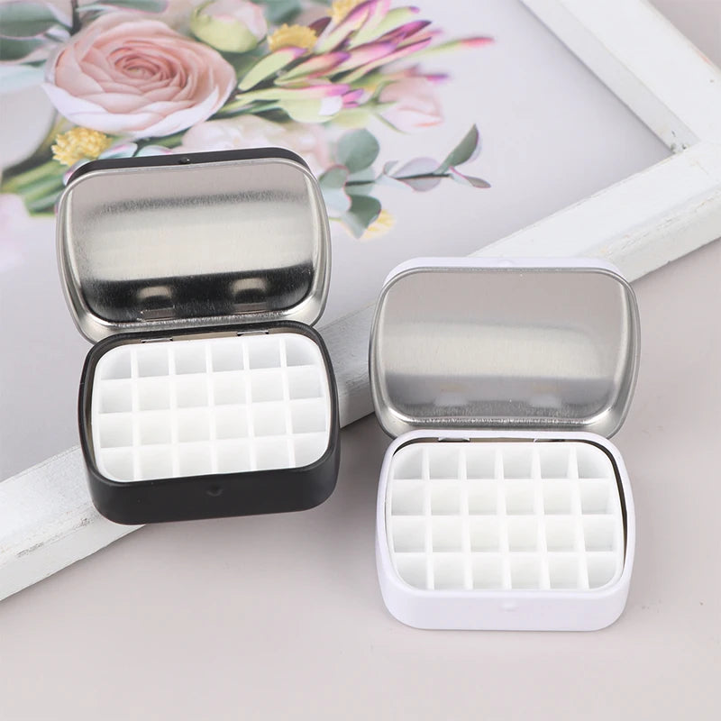 Portable Empty Watercolor Tin Box 12/24 Grids Mini Watercolor Paint Palette Travel Painting Paint Tray Art Supplies