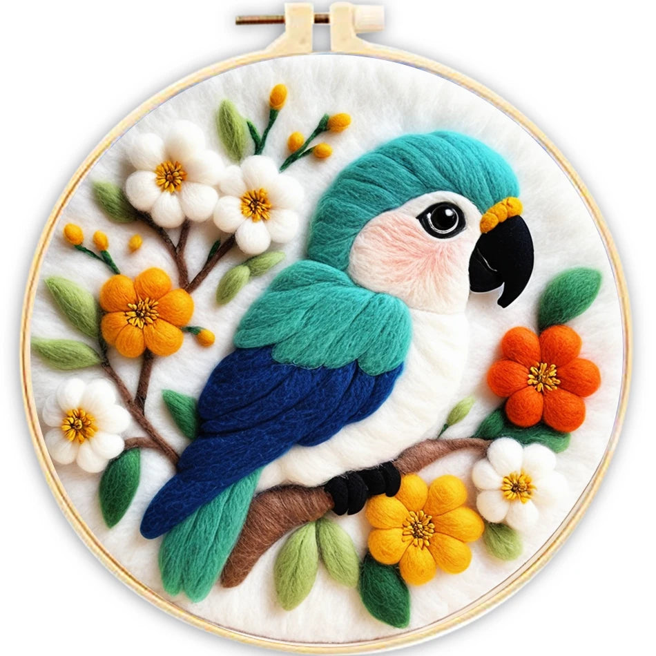 1 Pack Flowers Cat Pattern Diy Needle Felting Kit With Embroidery Hoop Complete Wool Craft Set With Tools Wool Craft Set Artwork
