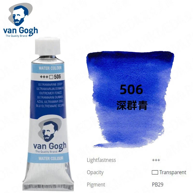 Talens Van Gogh Watercolor Paint,10ml Tube Artist Level Brilliant Transparent Intense Colors highest degree of lightfastness +++