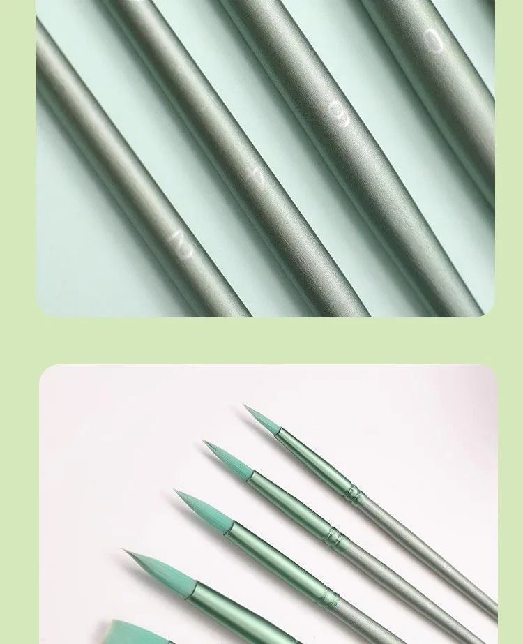 4/6 pcs Watercolor Brush Pointed Round Flat Head Soft Hair Beginner's Art Student Hand Drawn Watercolor Nylon Painting Material