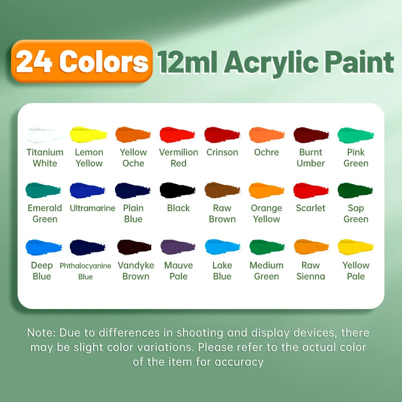 Vibrant Acrylic Paint Set 12/18/24/36 Colors,12ml/0.42oz Acrylic Painting Kit For Paper,Wood,Canvas,Rock,Ceramic,Clothes,DIY