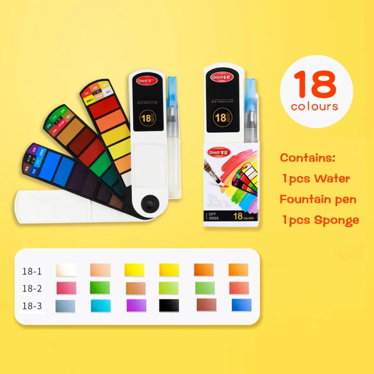 12/24/36/48 Colors Watercolor Paint Set with Water Brush Pens Art Supplies, for Artists, Amateur Hobbyists and Painting Lovers