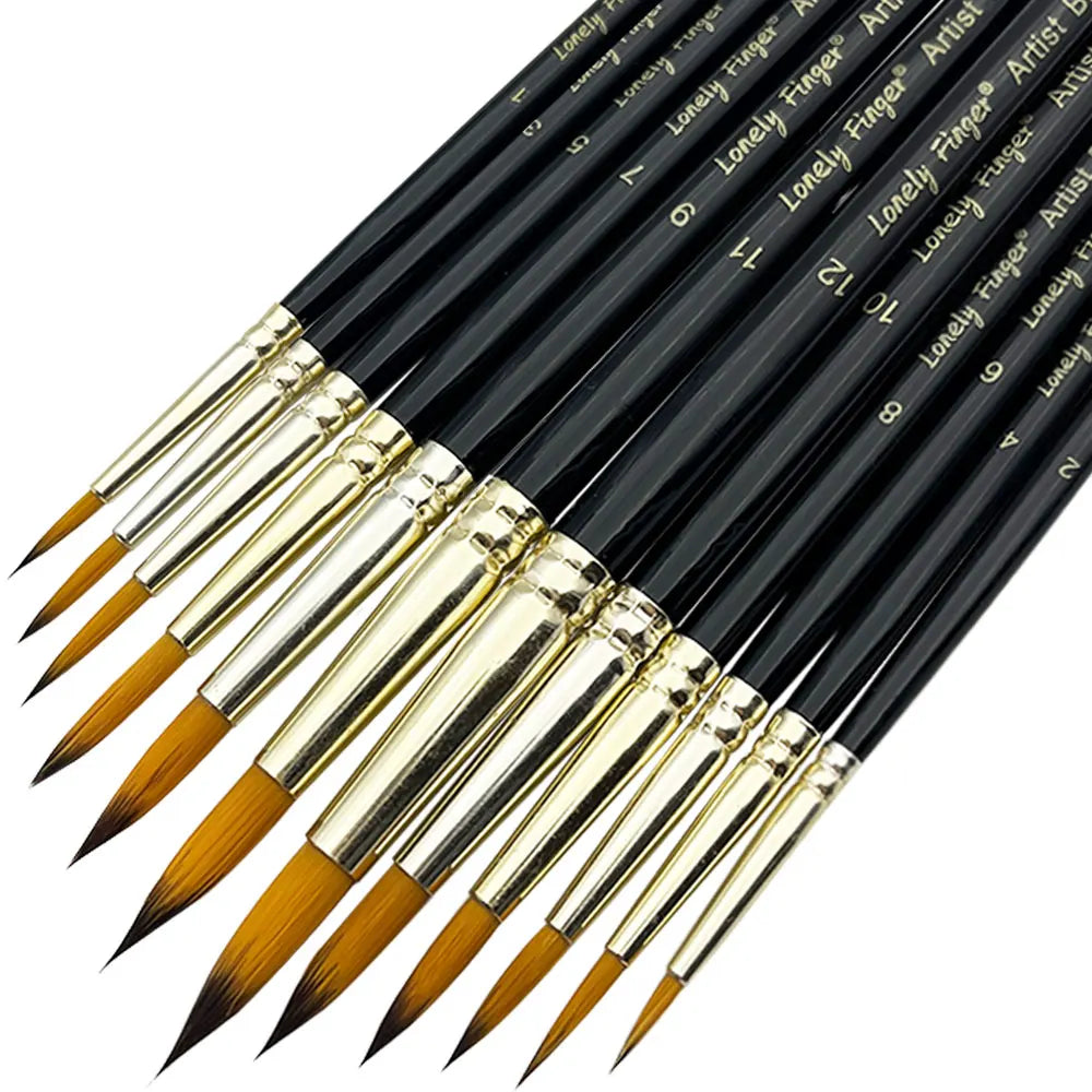 Premium 12-Piece Artist Paint Brush Set - Ultra-Durable Nylon Bristles for Acrylic, Watercolor, Oil & Body Painting