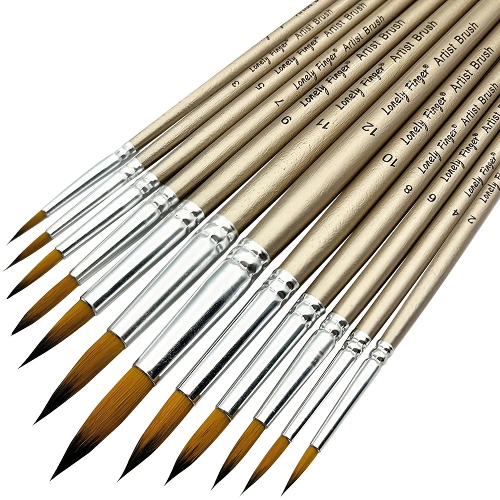 Premium 12-Piece Artist Paint Brush Set - Ultra-Durable Nylon Bristles for Acrylic, Watercolor, Oil & Body Painting