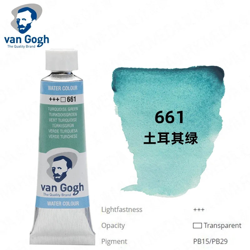 Talens Van Gogh Watercolor Paint,10ml Tube Artist Level Brilliant Transparent Intense Colors highest degree of lightfastness +++