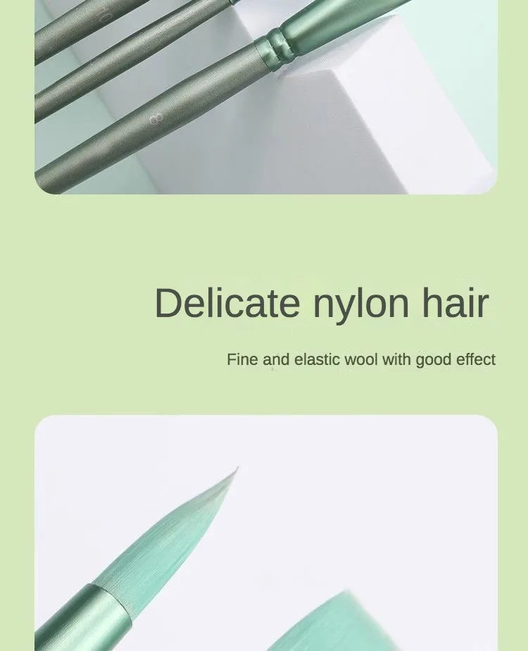 4/6 pcs Watercolor Brush Pointed Round Flat Head Soft Hair Beginner's Art Student Hand Drawn Watercolor Nylon Painting Material