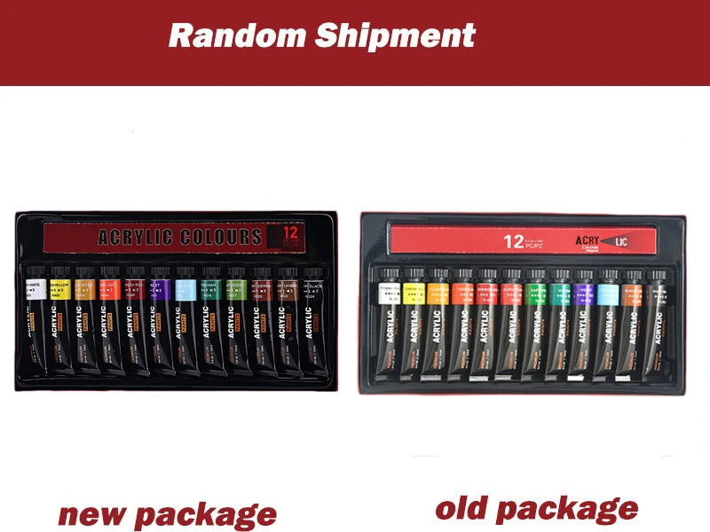 Professional Acrylic Paint Set 12/24 Colors 12ml/Tube Fabric Paint Waterproof Pigment Painting Set With Brush&Palette