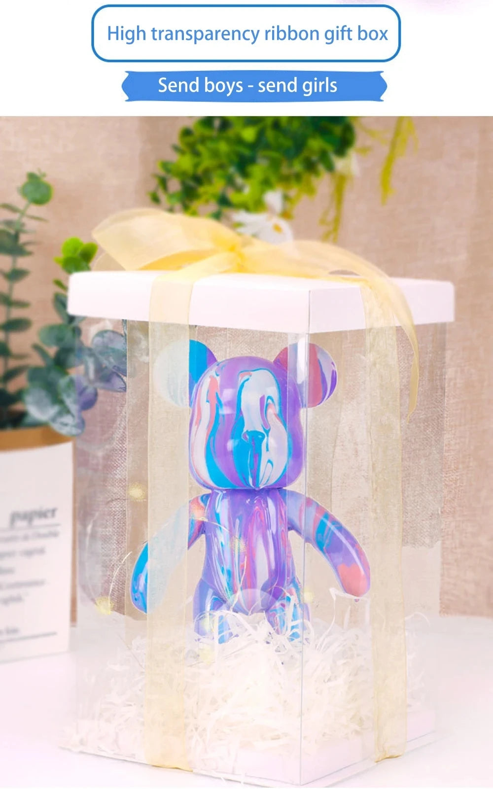 DIY Fluid Bear Sculpture Handmade Bearbrick Doll Ornaments Violent Bear Graffiti Painting Parent-child Toy Gift Home Decoration