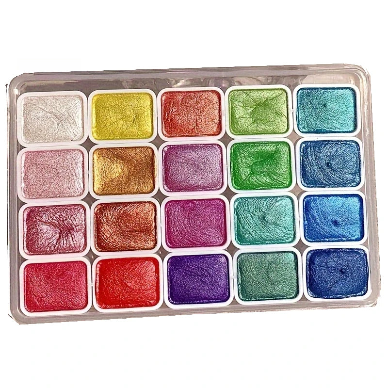 20 colors/box Pearlescent pure color watercolor paint set for sketching painting writing nail wrapping art creation art supplies