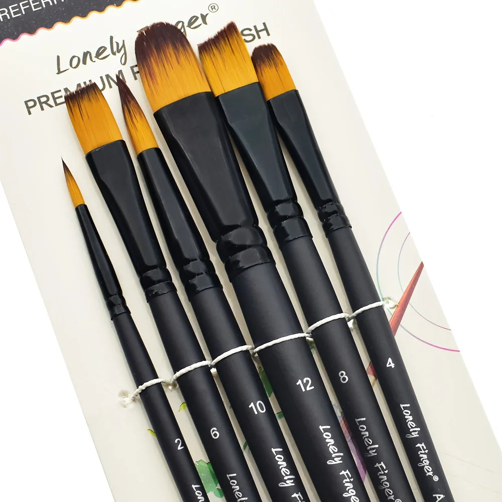 6pcs Artist Paint Brushes Set Artist Paintbrushes For Acrylic Oil Watercolor Acrylic Painting For Body Face Rock Canvas