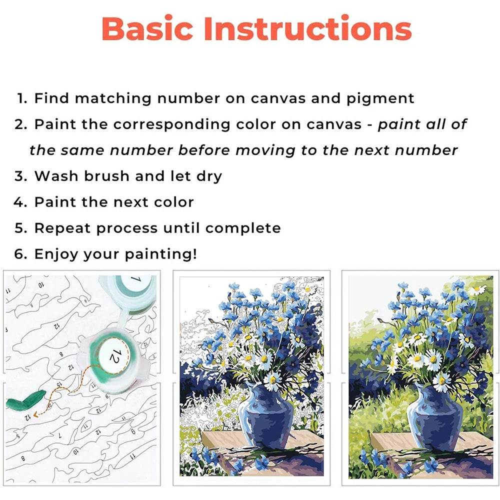 1pc Paint by Numbers Kit for Adults Beginner on Canvas, Painting Kits for Adults, DIY Hobbies for Women, Frameelss