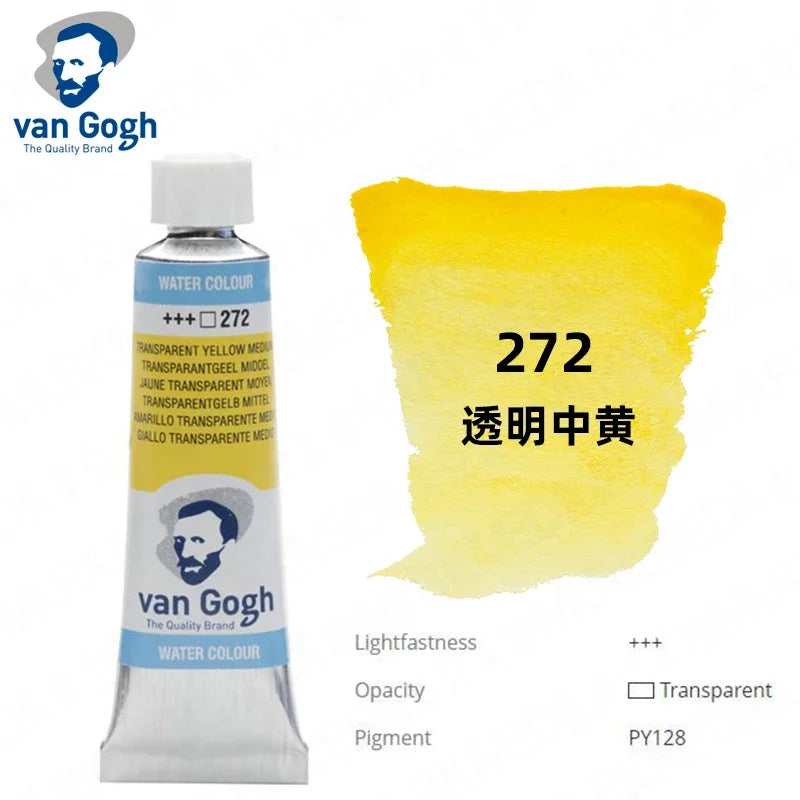 Talens Van Gogh Watercolor Paint,10ml Tube Artist Level Brilliant Transparent Intense Colors highest degree of lightfastness +++