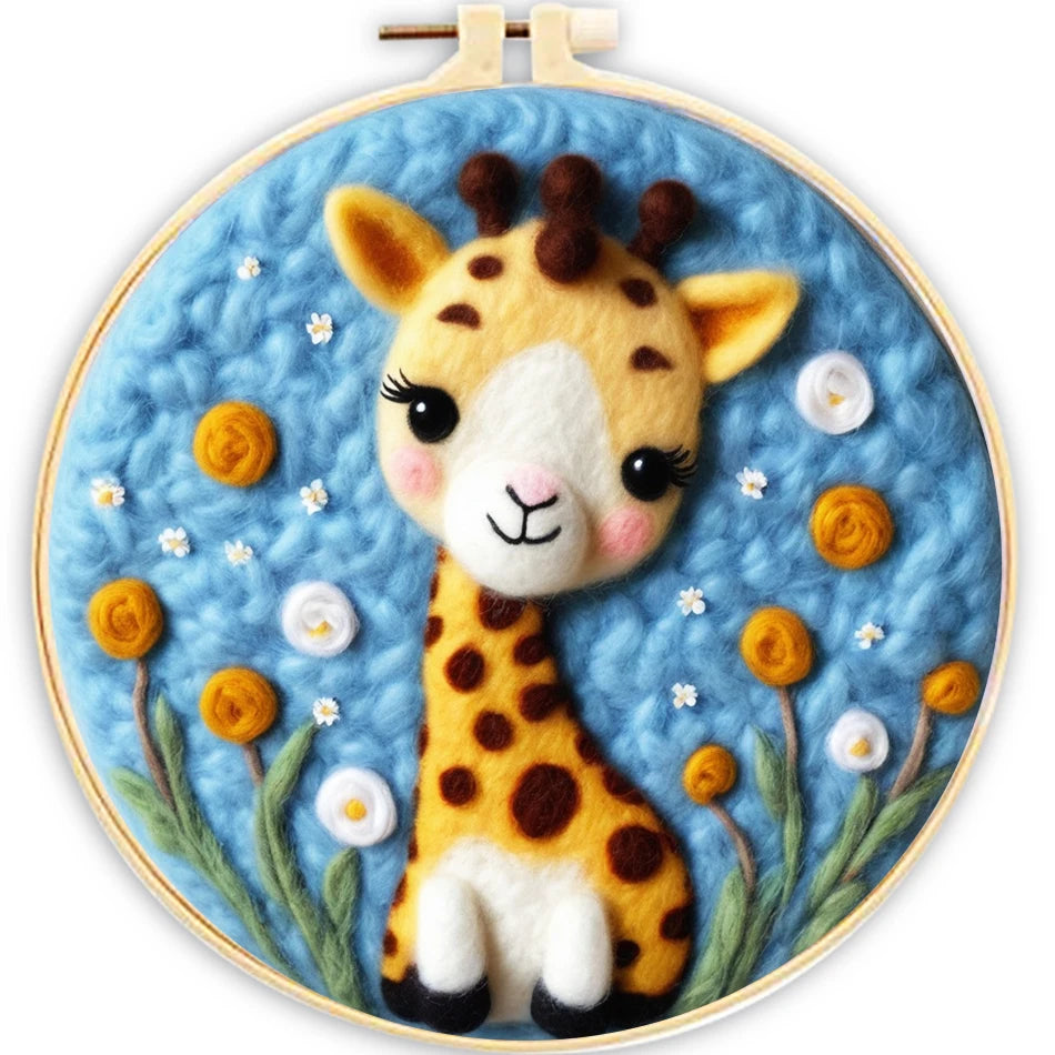 1 Pack Flowers Cat Pattern Diy Needle Felting Kit With Embroidery Hoop Complete Wool Craft Set With Tools Wool Craft Set Artwork
