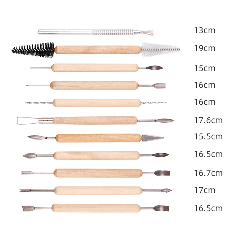 11pcs Pottery & Clay Sculpting DIY Tools, Double Sided Air Dry Ceramic Clay Carving Tool Set, Pottery Modeling Smoothing