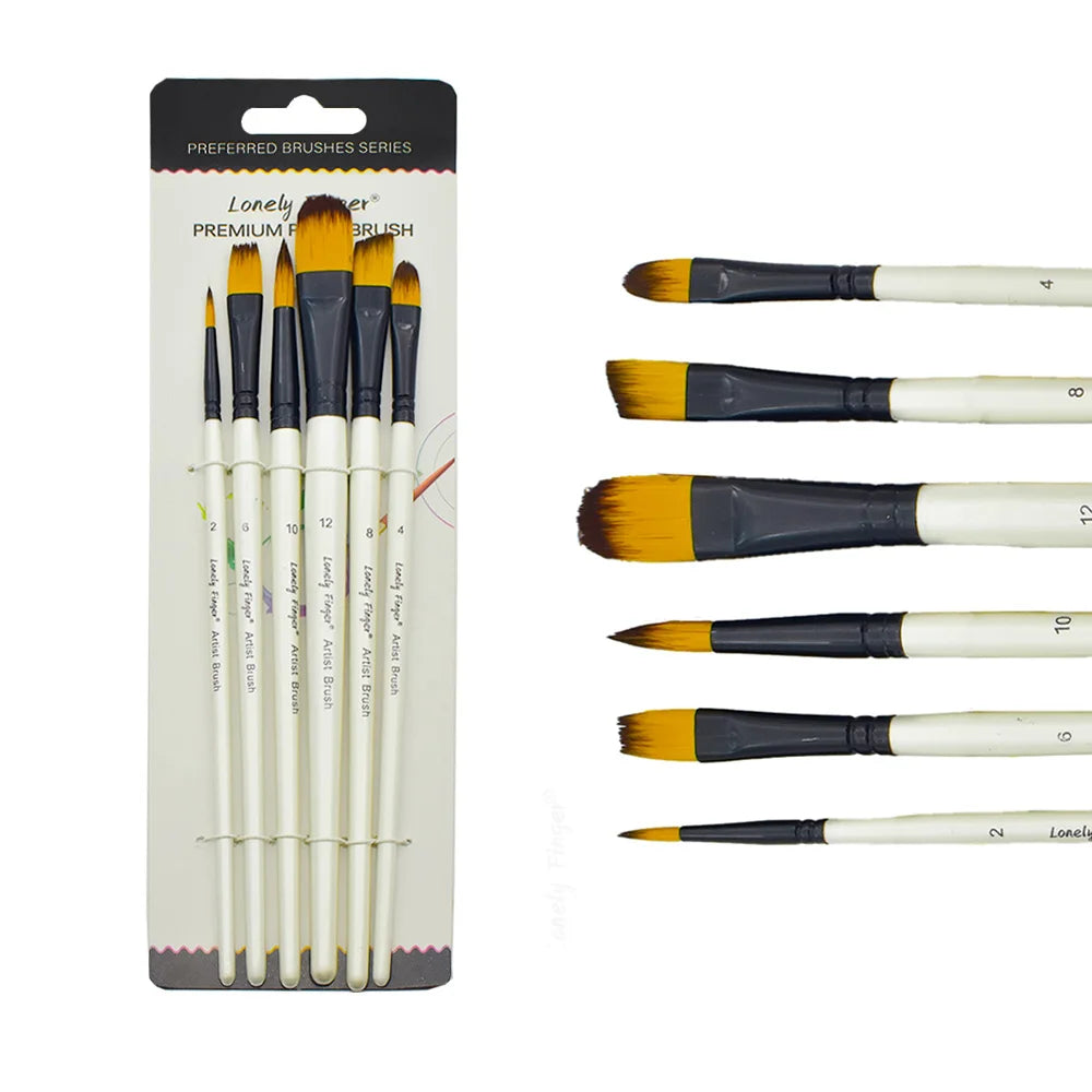 6pcs Artist Paint Brushes Set Artist Paintbrushes For Acrylic Oil Watercolor Acrylic Painting For Body Face Rock Canvas