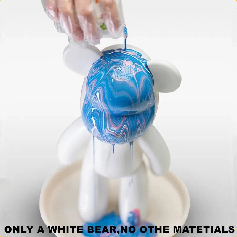 DIY Fluid Bear Sculpture Handmade Bearbrick Doll Ornaments Violent Bear Graffiti Painting Parent-child Toy Gift Home Decoration