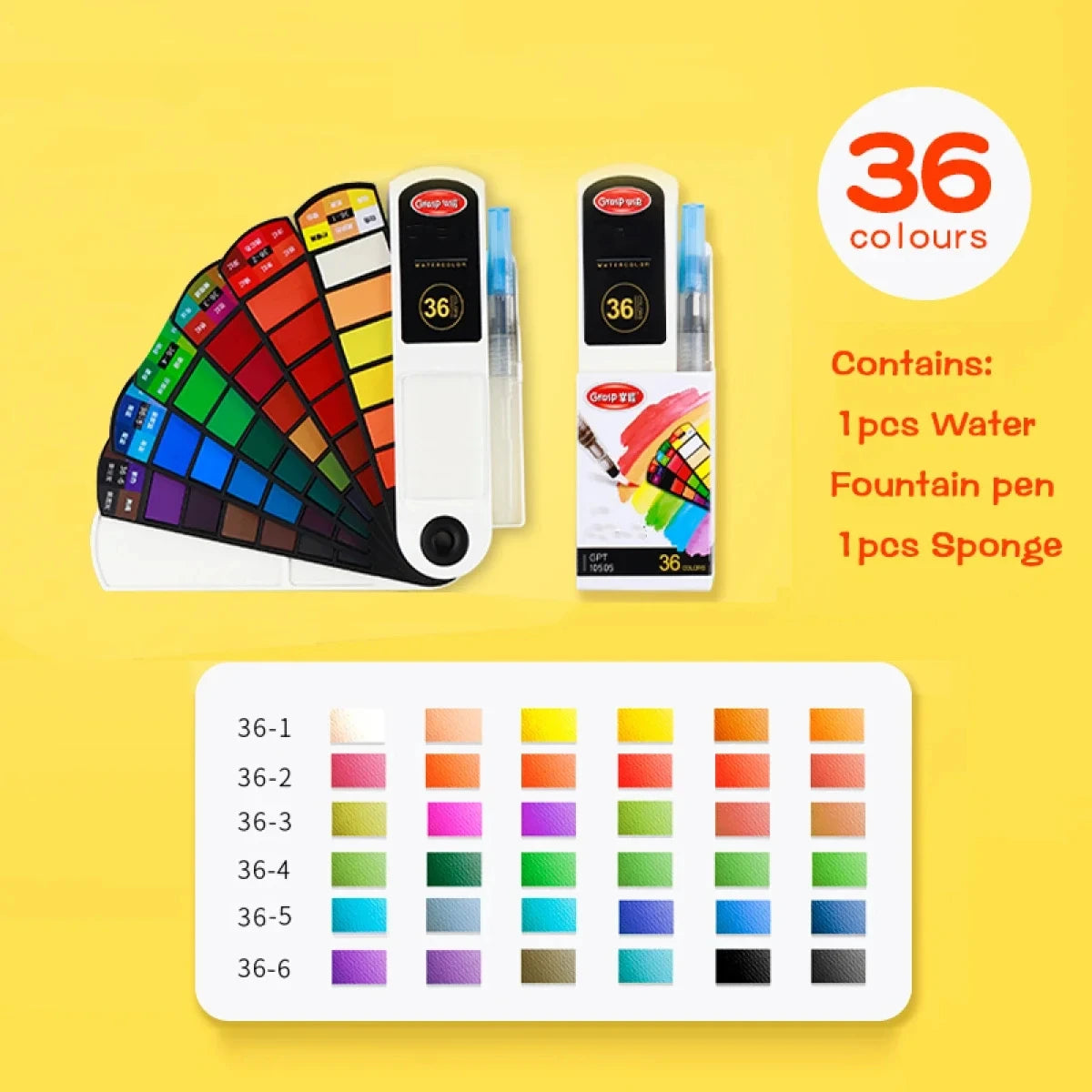 12/24/36/48 Colors Watercolor Paint Set with Water Brush Pens Art Supplies, for Artists, Amateur Hobbyists and Painting Lovers