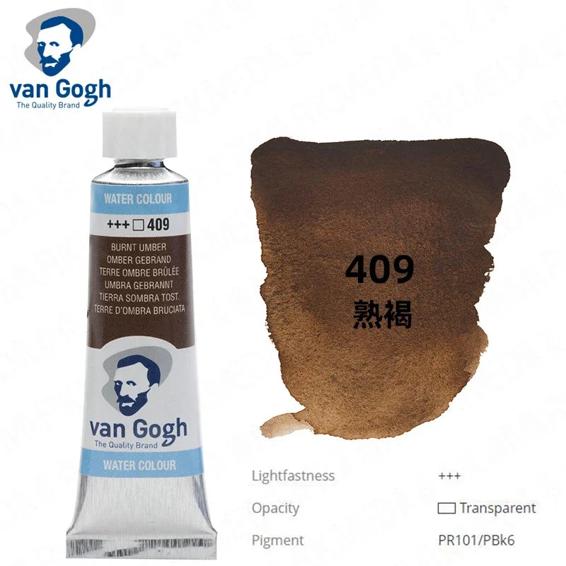 Talens Van Gogh Watercolor Paint,10ml Tube Artist Level Brilliant Transparent Intense Colors highest degree of lightfastness +++