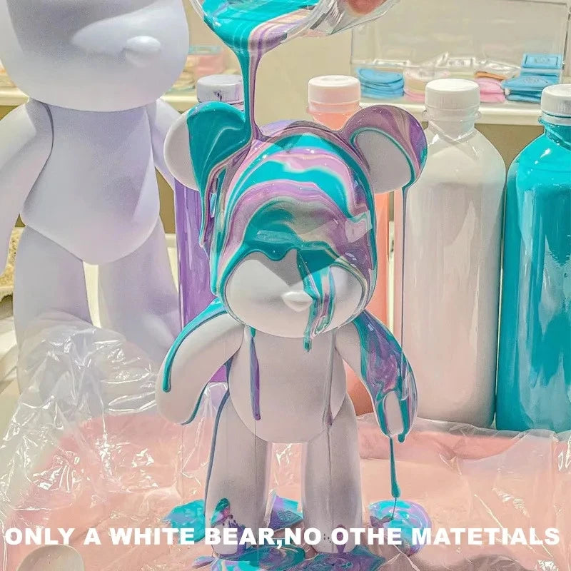 DIY Fluid Bear Sculpture Handmade Bearbrick Doll Ornaments Violent Bear Graffiti Painting Parent-child Toy Gift Home Decoration