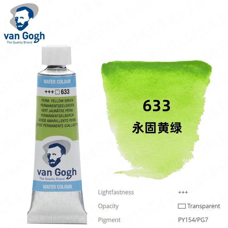 Talens Van Gogh Watercolor Paint,10ml Tube Artist Level Brilliant Transparent Intense Colors highest degree of lightfastness +++
