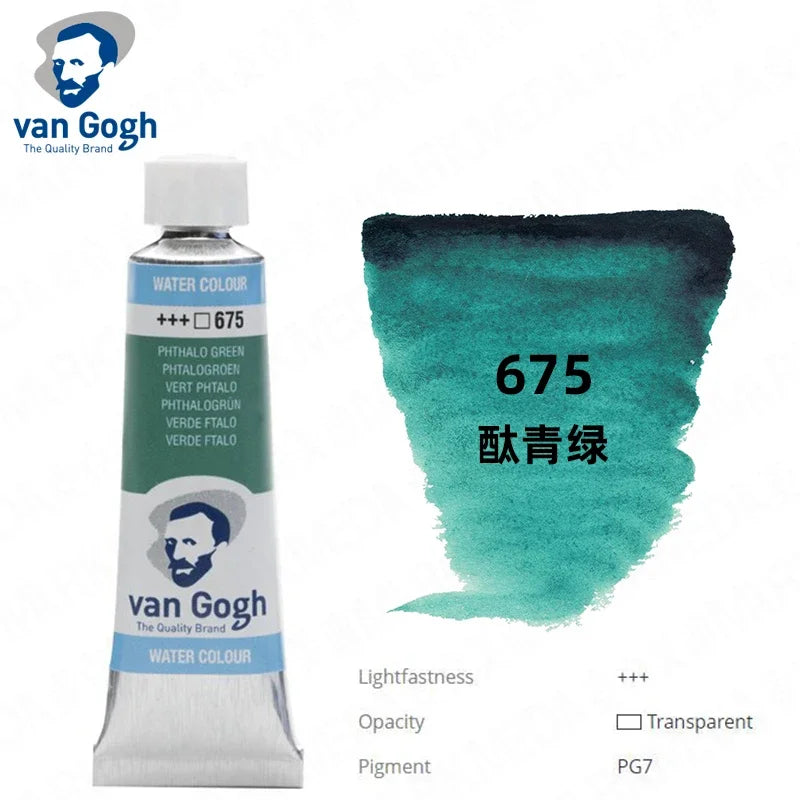 Talens Van Gogh Watercolor Paint,10ml Tube Artist Level Brilliant Transparent Intense Colors highest degree of lightfastness +++