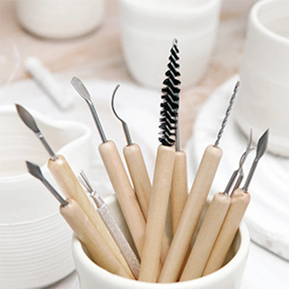11pcs Pottery & Clay Sculpting DIY Tools, Double Sided Air Dry Ceramic Clay Carving Tool Set, Pottery Modeling Smoothing