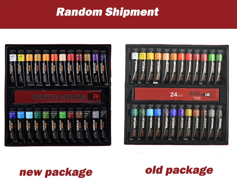Professional Acrylic Paint Set 12/24 Colors 12ml/Tube Fabric Paint Waterproof Pigment Painting Set With Brush&Palette
