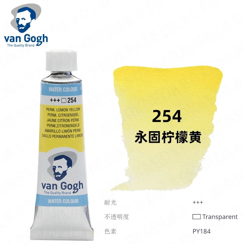 Talens Van Gogh Watercolor Paint,10ml Tube Artist Level Brilliant Transparent Intense Colors highest degree of lightfastness +++