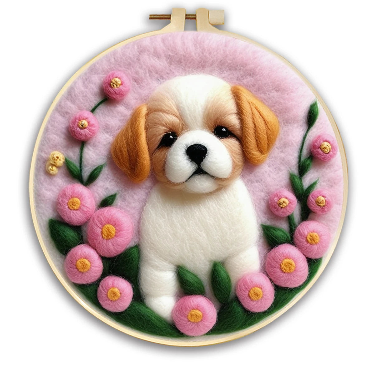 1 Pack Flowers Cat Pattern Diy Needle Felting Kit With Embroidery Hoop Complete Wool Craft Set With Tools Wool Craft Set Artwork