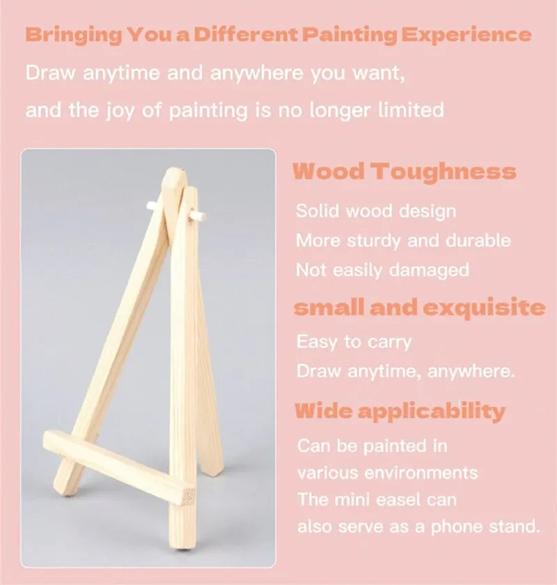 2 Sets Mini Canvas Panel Wooden Easel Sketch Pad Settings For Painting Crafts Drawing Decoration Gift Art Supplies