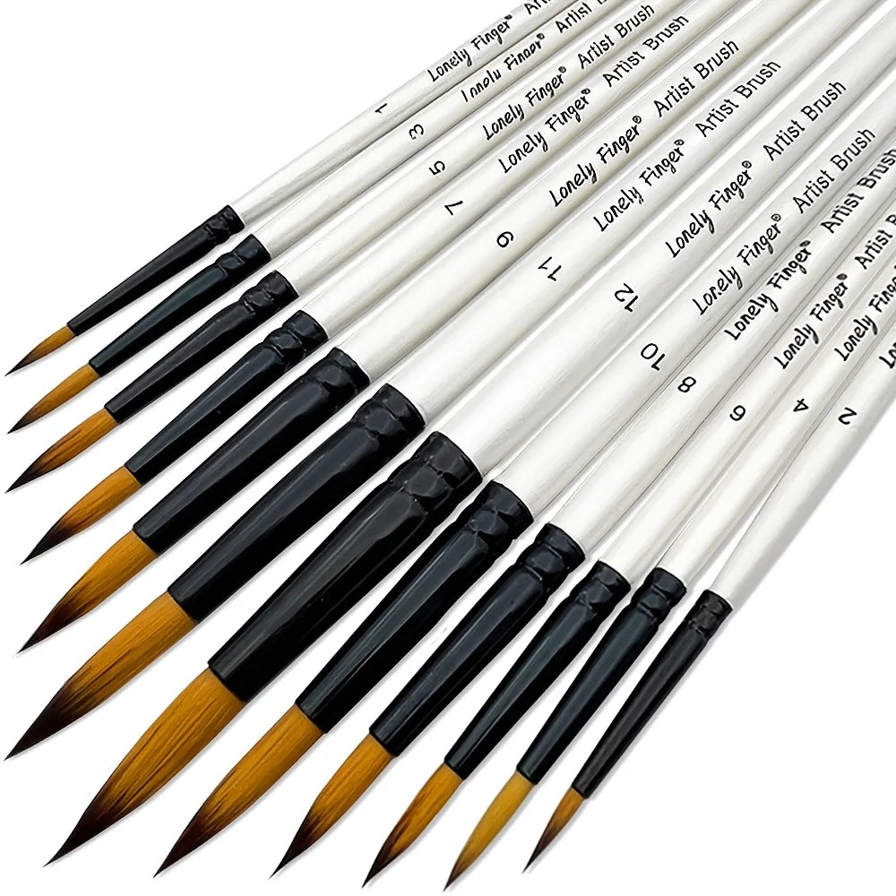 Premium 12-Piece Artist Paint Brush Set - Ultra-Durable Nylon Bristles for Acrylic, Watercolor, Oil & Body Painting