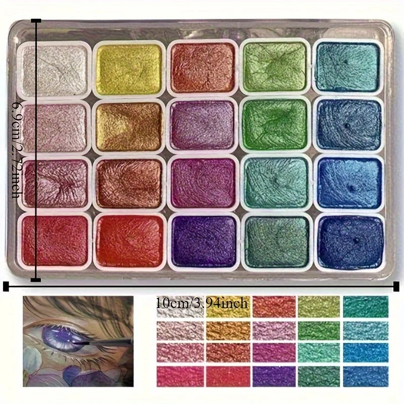 20 colors/box Pearlescent pure color watercolor paint set for sketching painting writing nail wrapping art creation art supplies