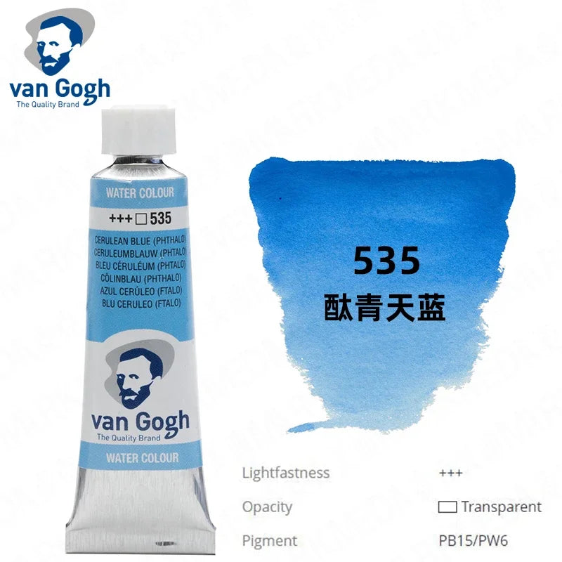 Talens Van Gogh Watercolor Paint,10ml Tube Artist Level Brilliant Transparent Intense Colors highest degree of lightfastness +++